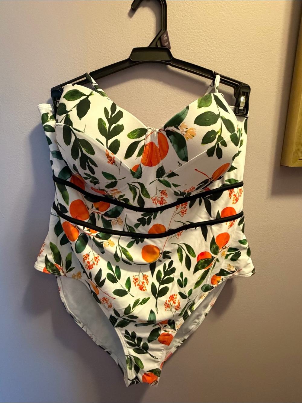 New W/O Tags White One-Piece Swimsuit with Orange & Green Citrus Print
